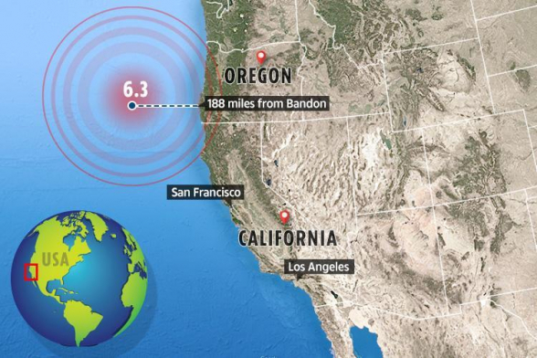 У западного побережья США произошло землетрясение магнитудой 6,3