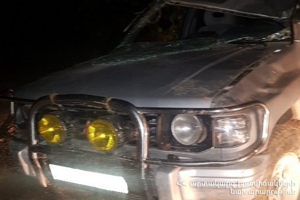 Սարիգյուղ գյուղում «Mitsubishi Pajero» մակնիշի ավտոմեքենան դուրս է եկել ճանապարհի երթևեկելի հատվածից և կողաշրջվել