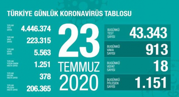 Թուրքիայում Covid-19-ի դեպքերի թիվն անցել է 223․000-ը