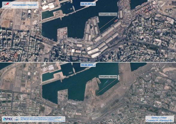 Российский спутник зафиксировал последствия взрыва в порту Бейрута (фото)