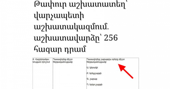 Նիկոլի աշխատակազմի մրցույթի թեստերը, կամ ինչպես հավաքագրել դեբիլների