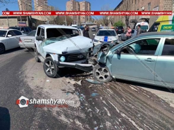 Երևանում բախվել են Toyota Corolla-ն, Нива-ն ու Ford Transit-ը. 5 վիրավորների մեջ կան երեխաներ