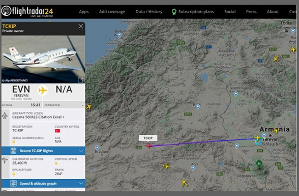 Թուրքական մասնավոր ինքնաթիռ է Երևան վայրէջք կատարել (տեսանյութ)