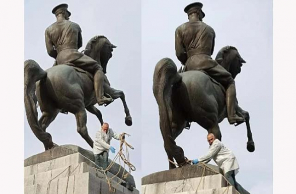 Թուրքիայում փորձել են Աթաթուրքի արձանը ցած գցել պատվանդանից