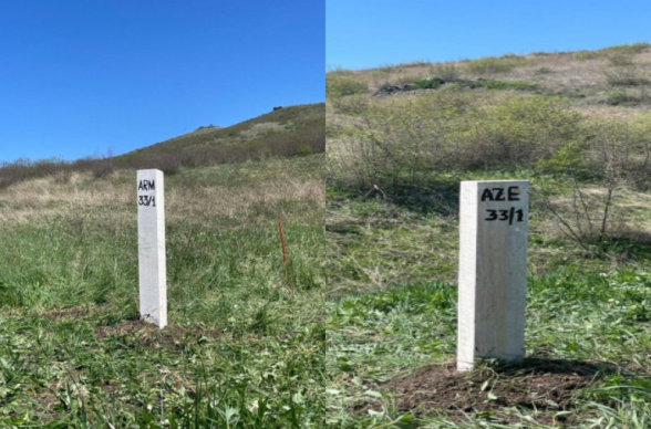 На армяно-азербайджанской границе установлен первый пограничный столб