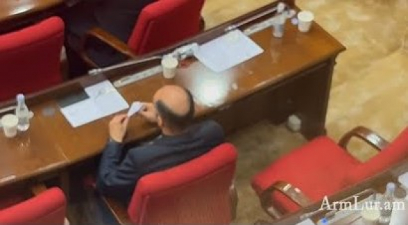 Депутат от ГД в ходе заседания НС готовит бумажный самолет (видео)