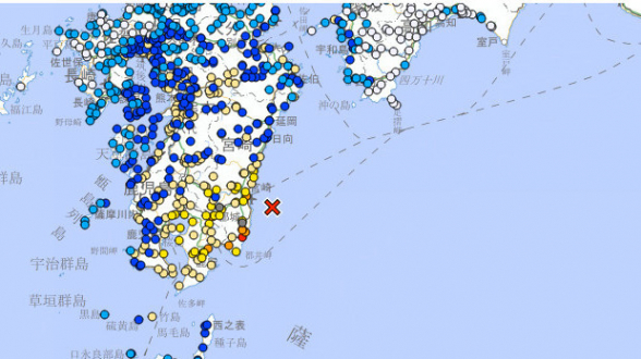 Возле японского острова Кюсю произошло землетрясение магнитудой 6,9