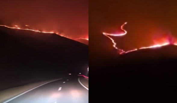 Крупный пожар на участке Чамбарак-Ттуджур: 90 спасателей борются с огнем (видео)