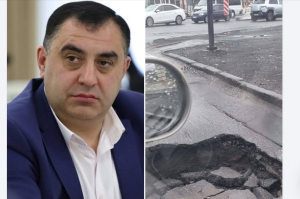 Հերթական վնասված ճանապարհահատվածը՝ առանց համապատասխան նախազգուշացնող նշանների